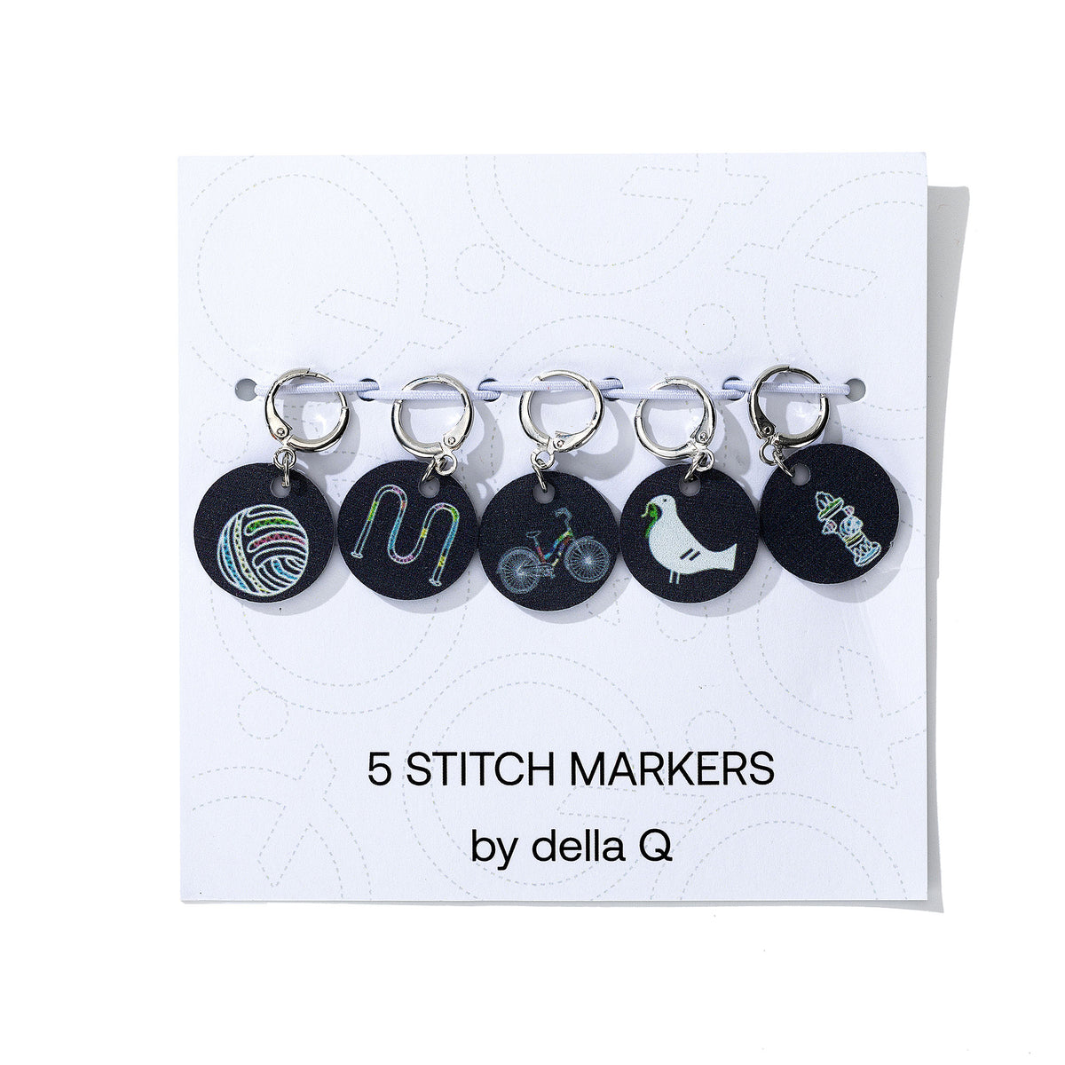 della Q Stitch Marker Sets - Fabric Print Collection - Yarn Bombing - Zoom Image
