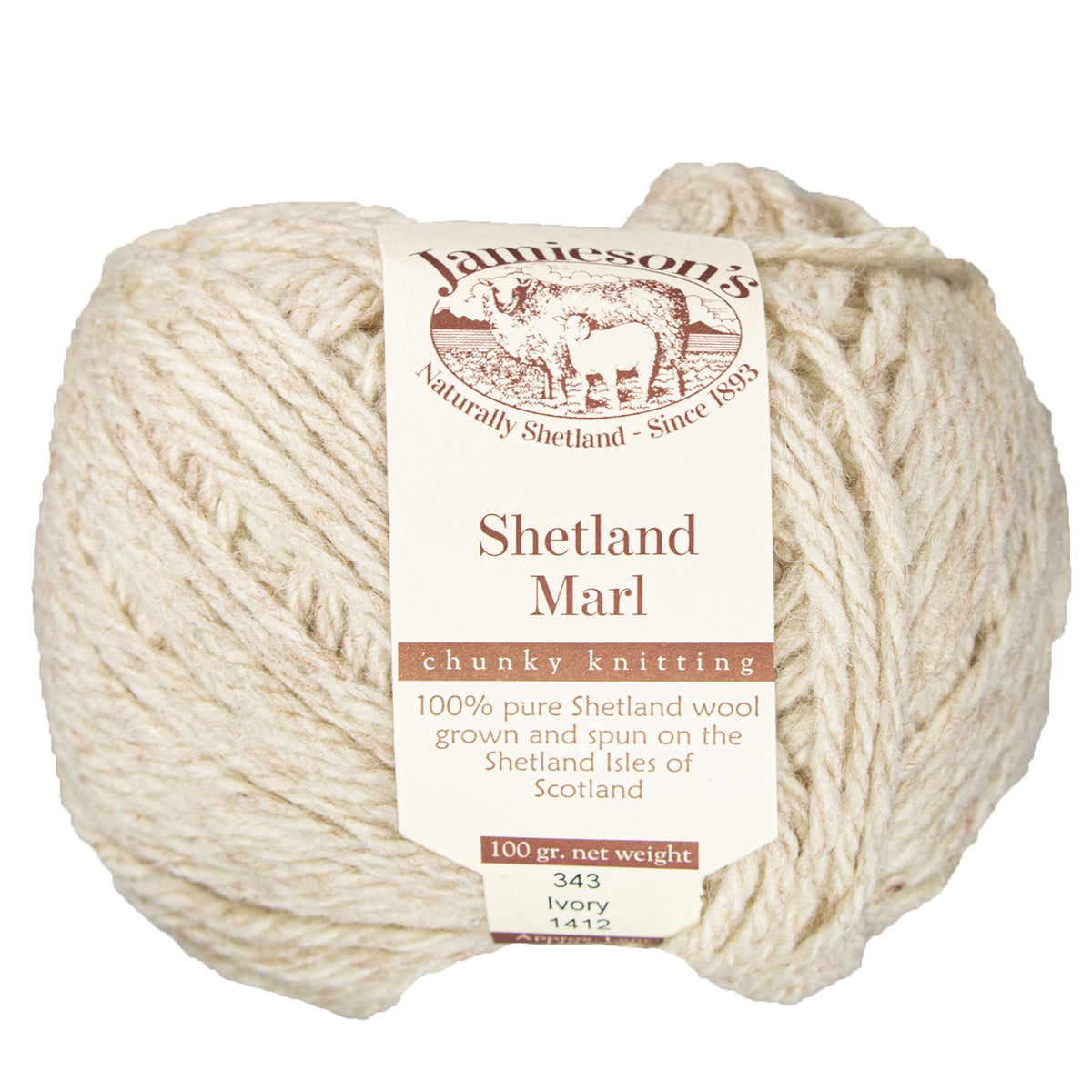 Jamieson's of Shetland Marl Chunky Yarn - 343 Ivory - Zoom Image
