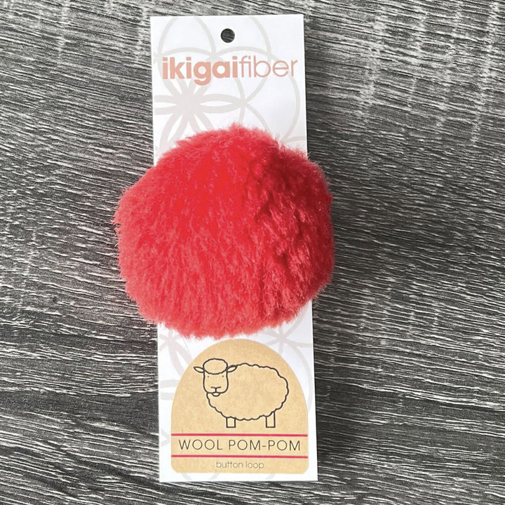 Ikigai Fiber Wool Pom Poms - Red Wool Pom 8cm - Extra Image