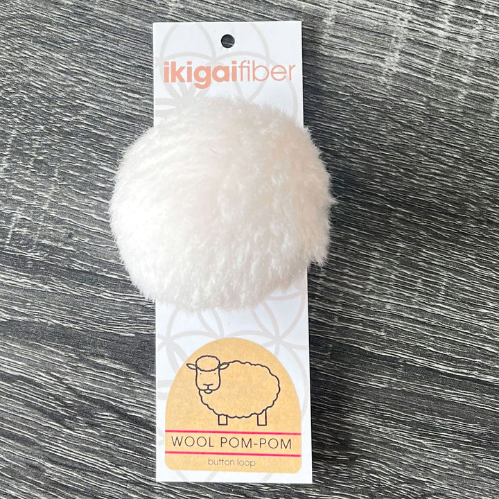 Ikigai Fiber Wool Pom Poms - White Wool Pom 8cm - Zoom Image