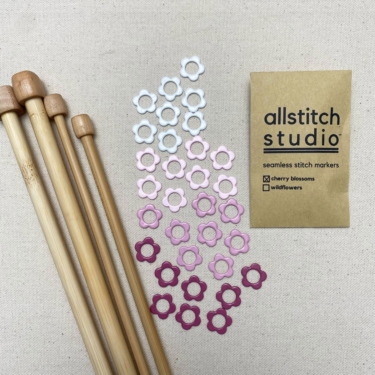 Allstitch Studio Seamless Stitch Markers - Large - Cherry Blossoms - Zoom Image
