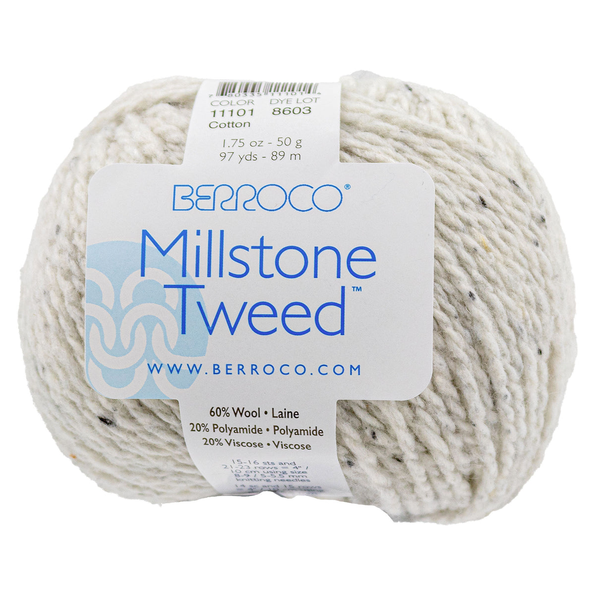 Berroco Millstone Tweed Yarn - 11101 Cotton - Zoom Image
