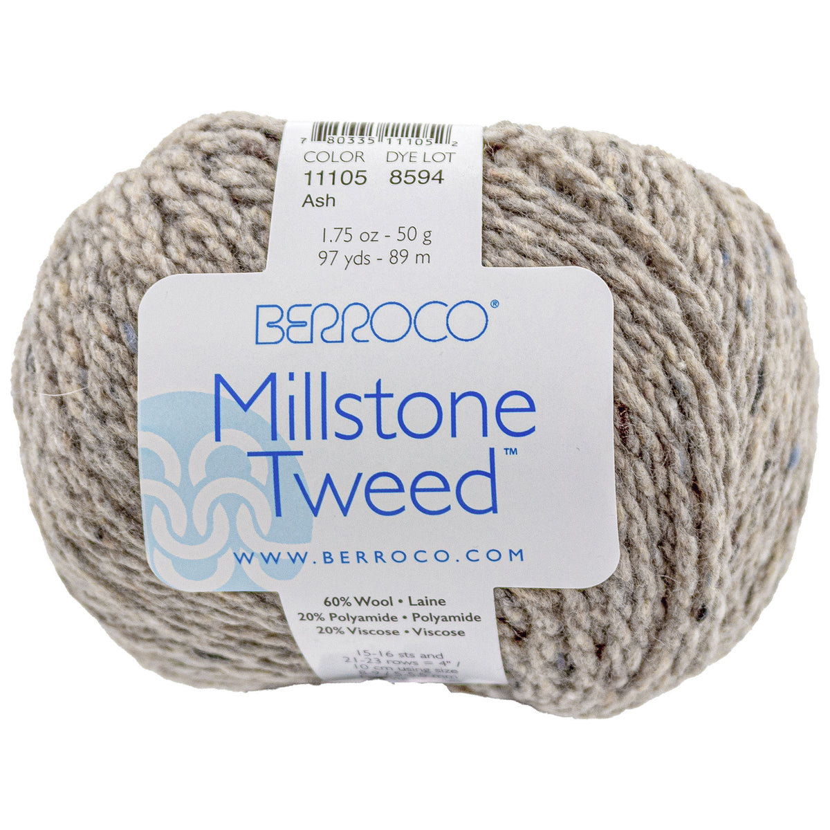 Berroco Millstone Tweed Yarn - 11105 Ash - Zoom Image