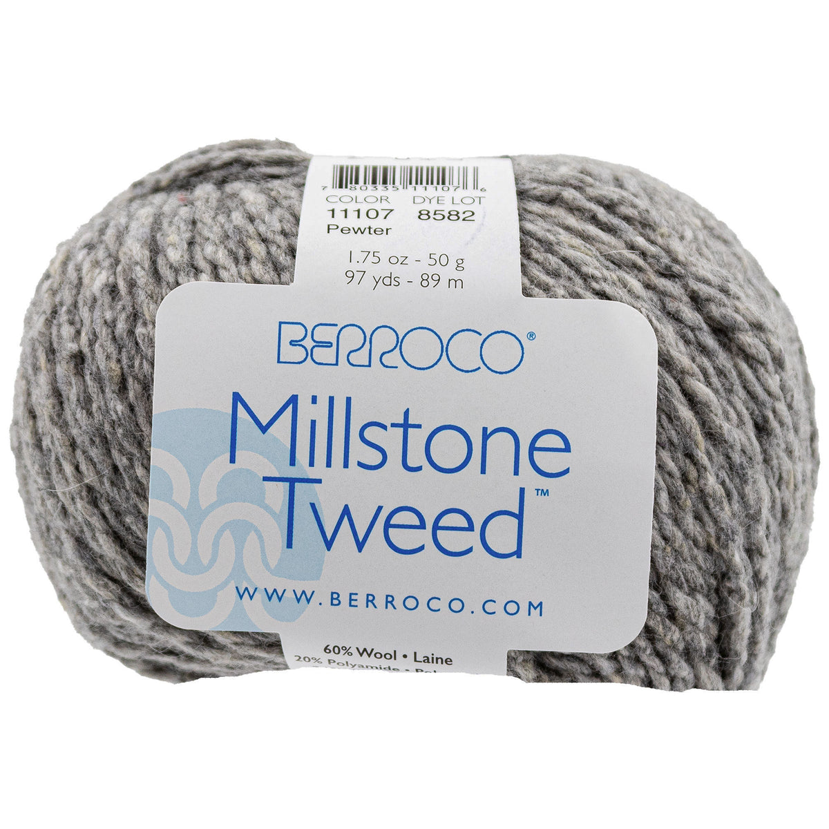 Berroco Millstone Tweed Yarn - 11107 Pewter - Zoom Image
