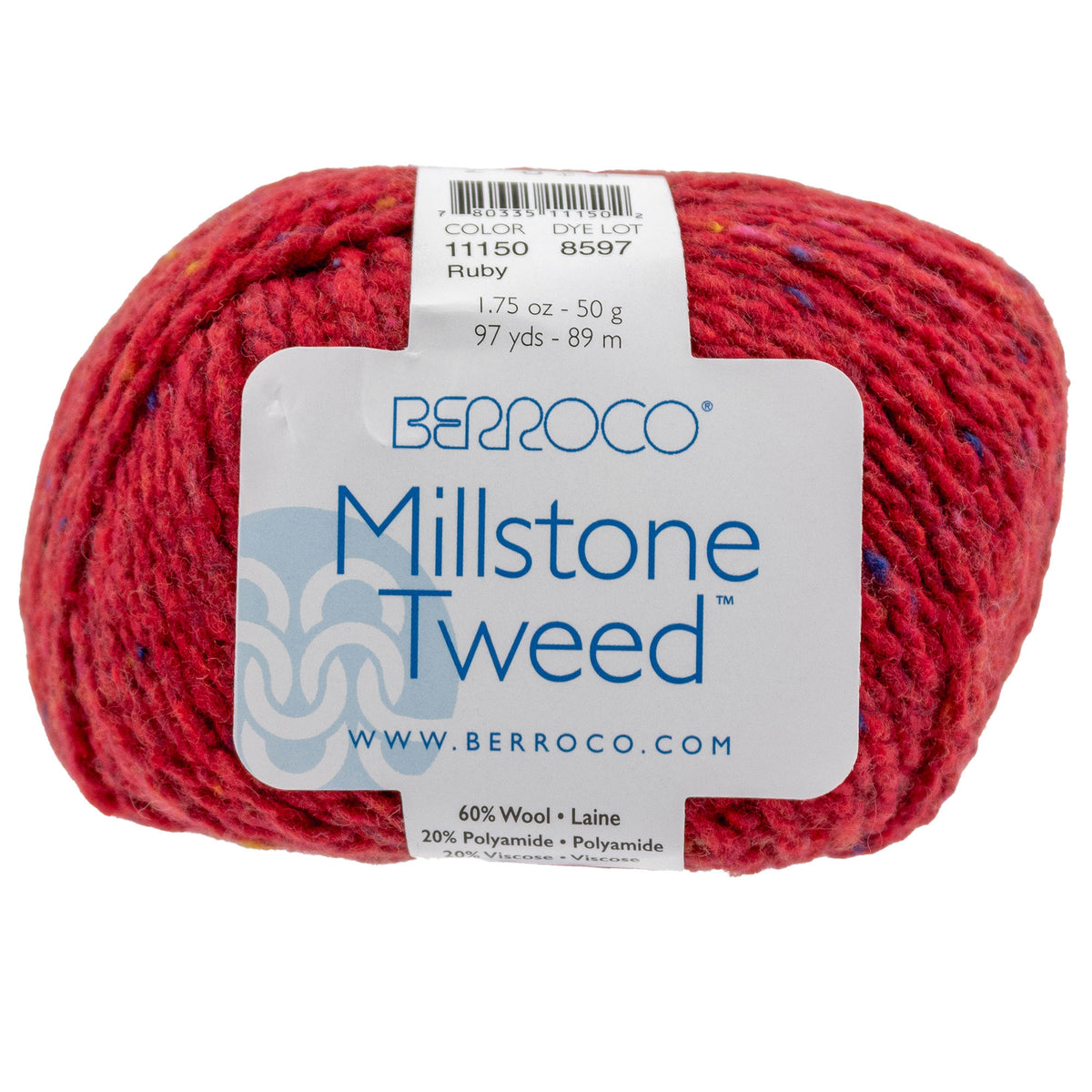Berroco Millstone Tweed Yarn - 11150 Ruby - Zoom Image

