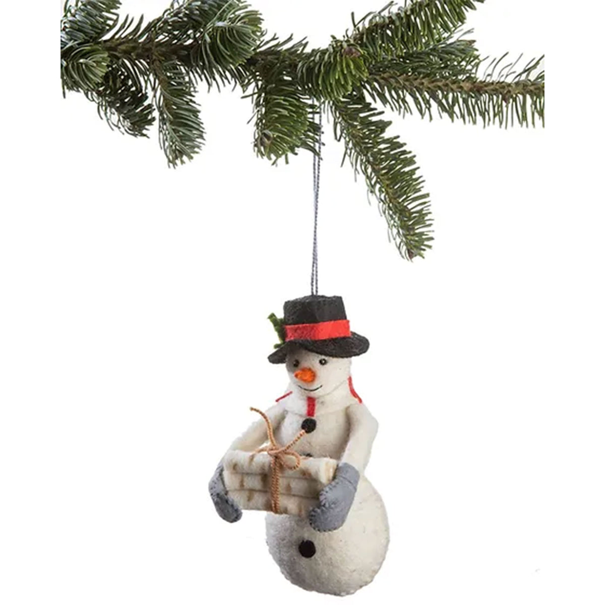 Silk Road Bazaar Handmade Felt Ornaments - Snowman - Zoom Image
