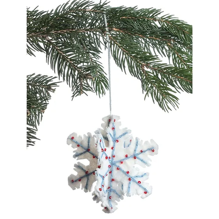 Silk Road Bazaar Handmade Felt Ornaments - Snowflake - Extra Image