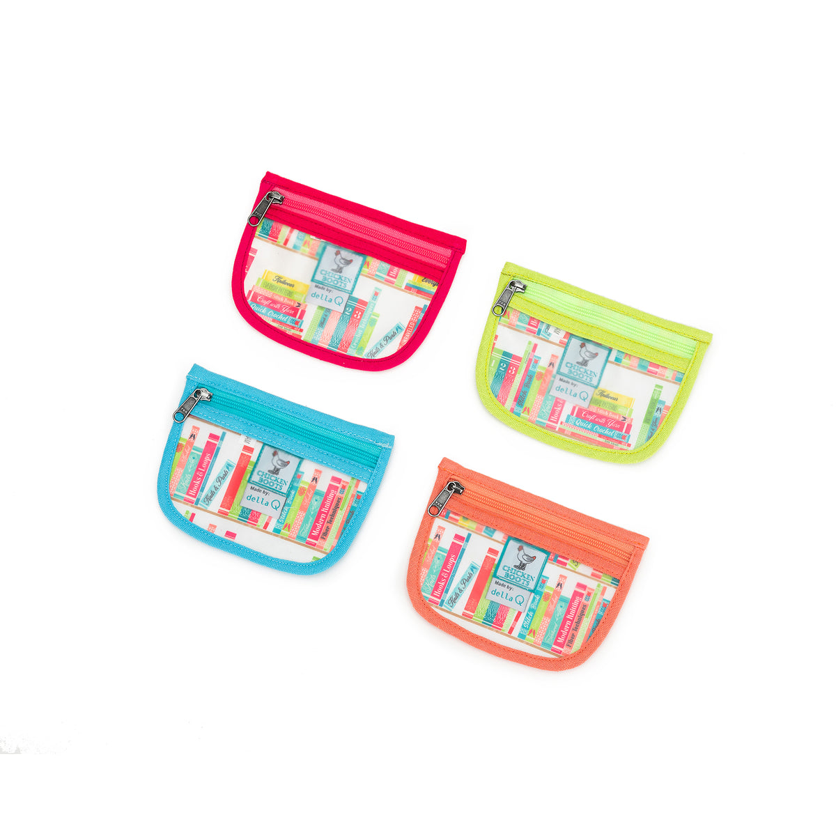 della Q Chicken Boots Stitch Marker Pouch - *Linen - Library - Lime
