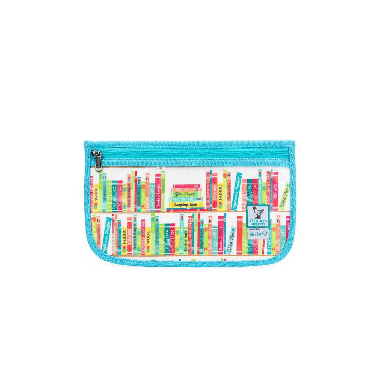 della Q Chicken Boots Notions Case - *Linen - Library - Sky
