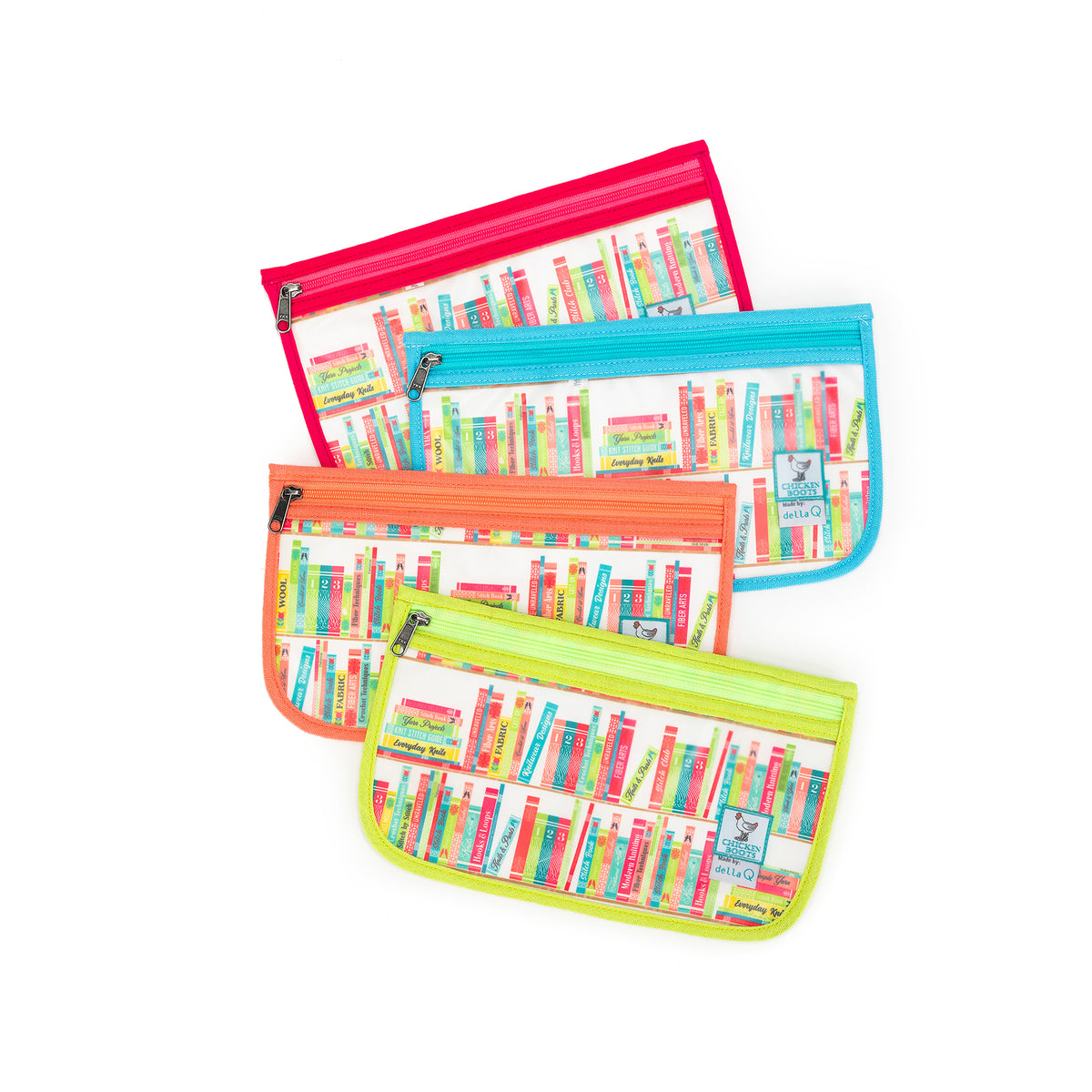 della Q Chicken Boots Notions Case - *Linen - Library - Sky

