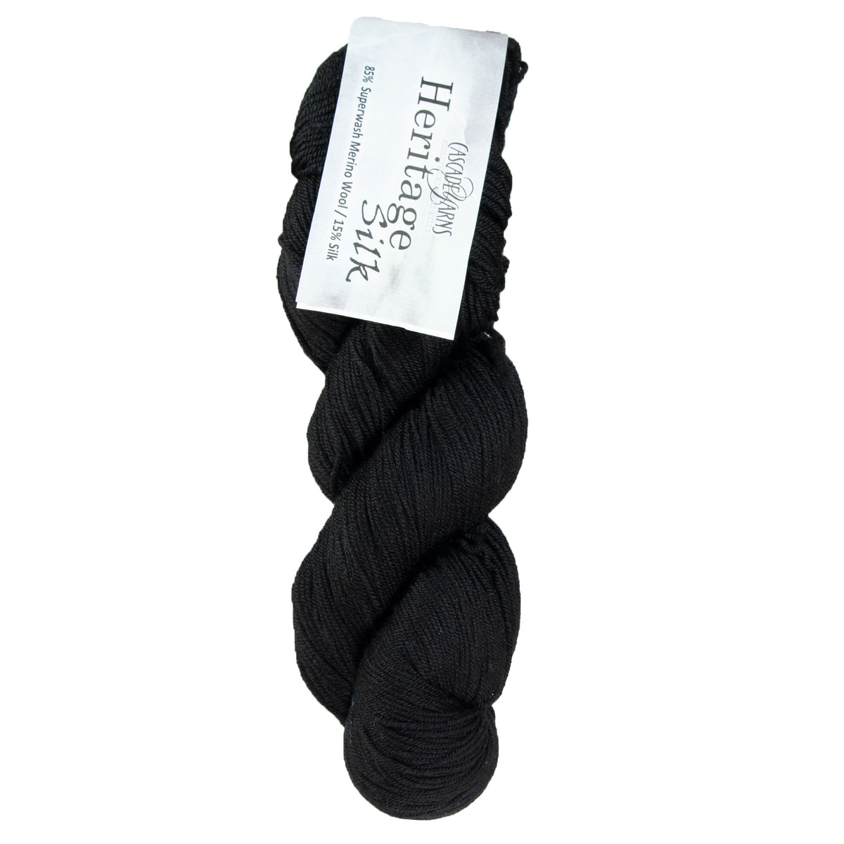Cascade Yarns Heritage Silk Yarn - 5672 Real Black - Zoom Image
