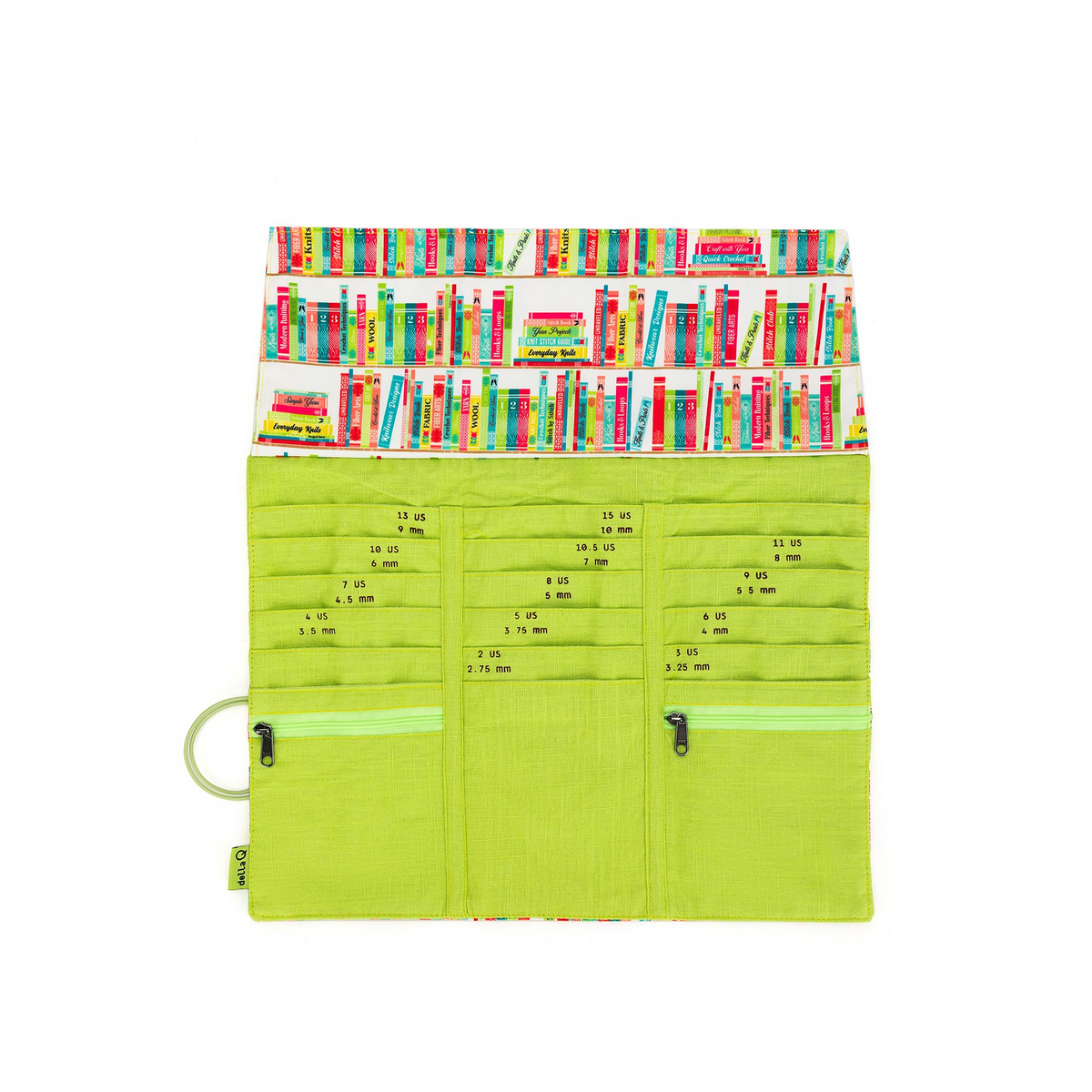della Q Tri-Fold Circular Needle Case - 1145 - *Linen - Library - Lime
