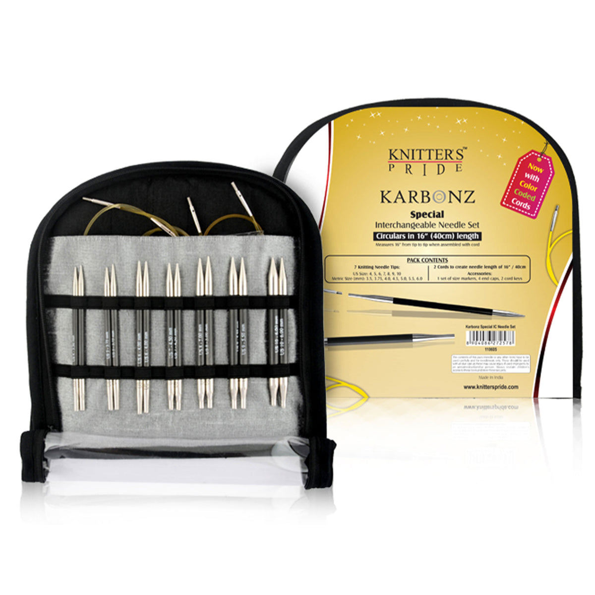 KnitPro Karbonz Interchangeable Needle Sets - Special Interchangeable Set for 16" cords - Zoom Image
