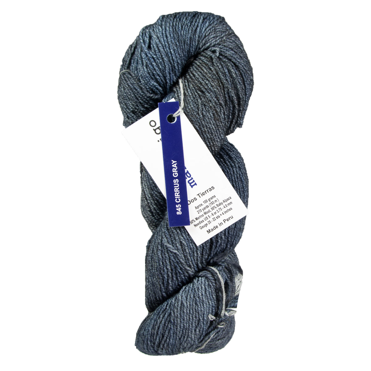 Malabrigo Dos Tierras Yarn - 845 Cirrus Gray - Zoom Image
