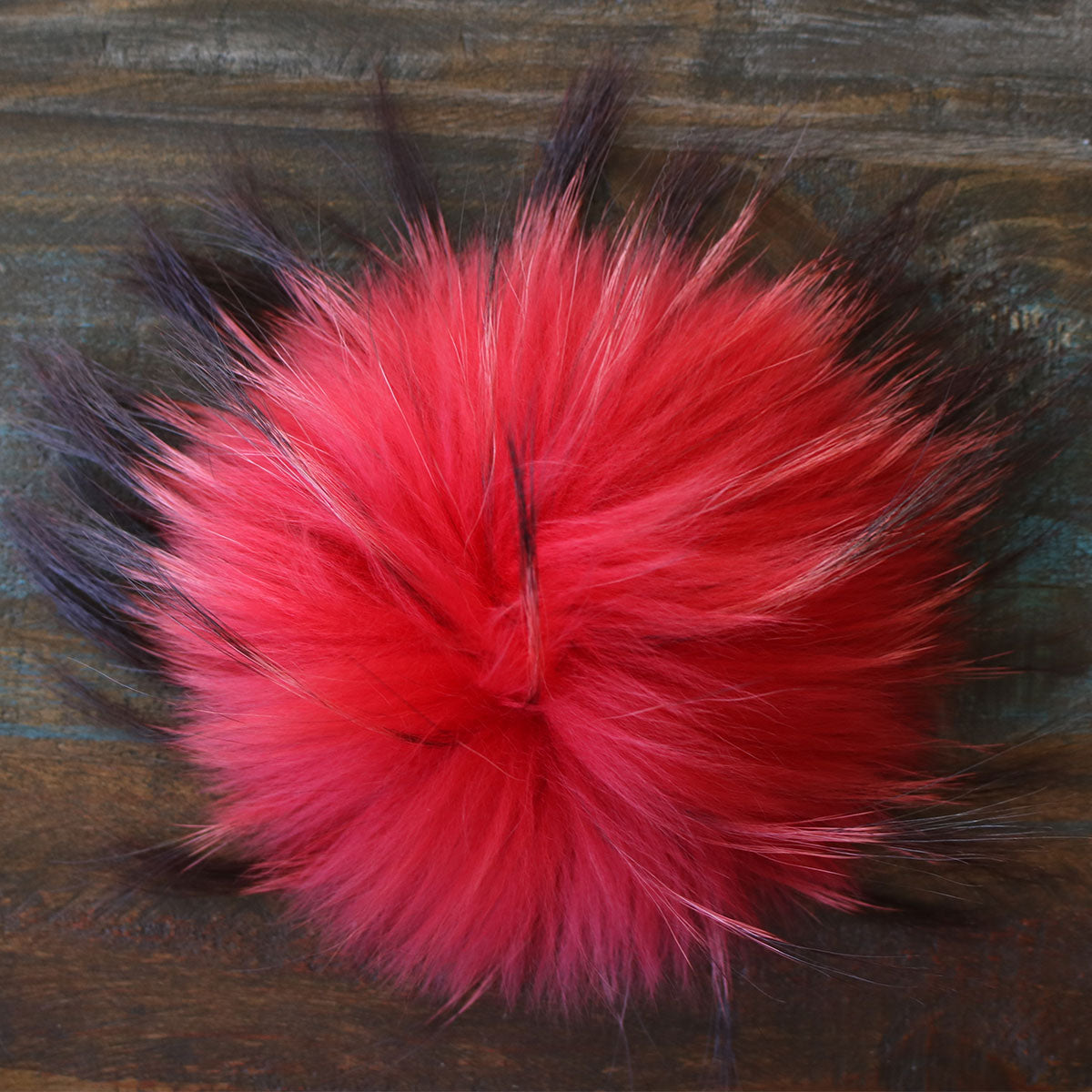 Jimmy Beans Wool Fur Pom Poms - Red - Snap (6") - Extra Image