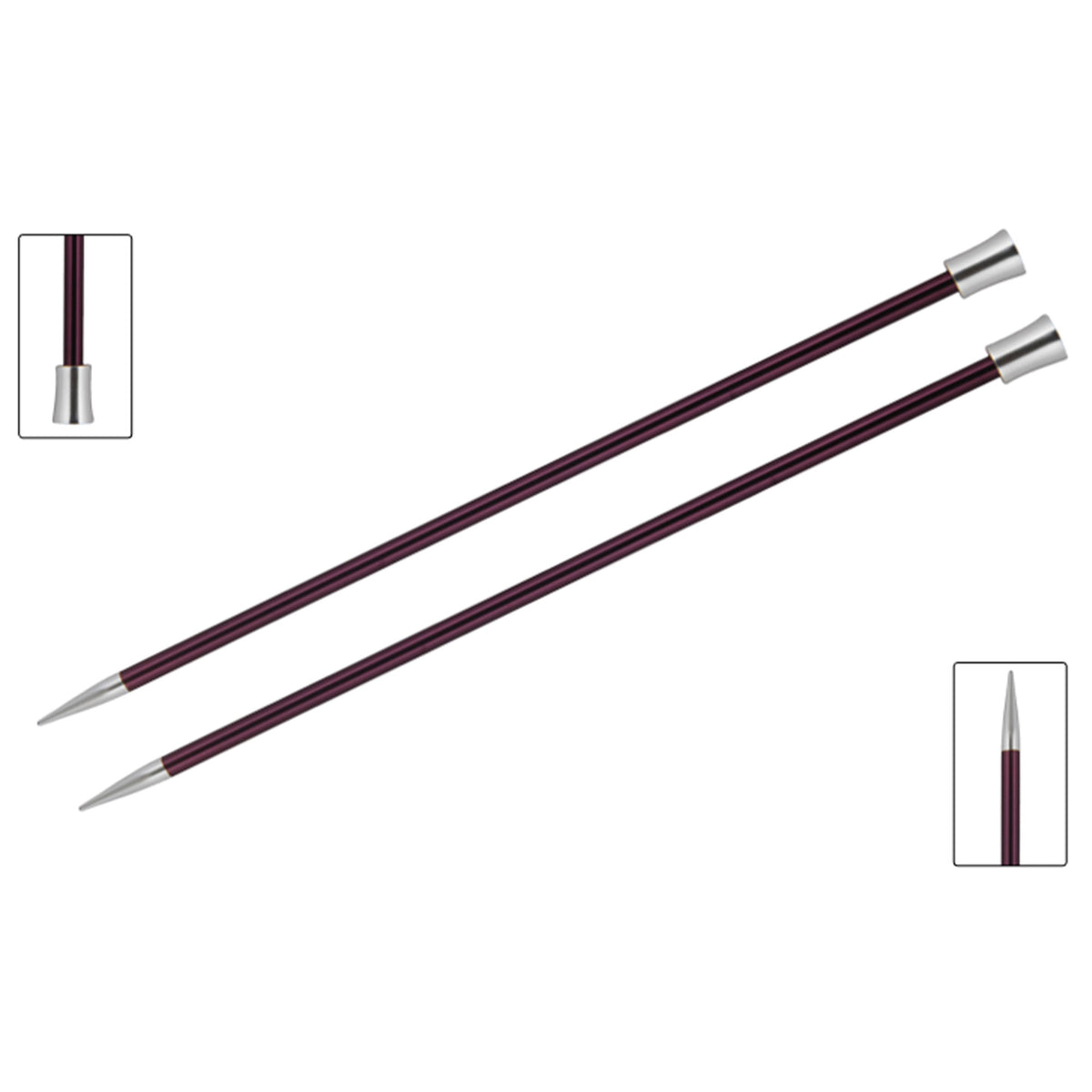 KnitPro Zing Single Pointed Needles - US 10 (6.0mm) - 10" Purple Velvet - Zoom Image

