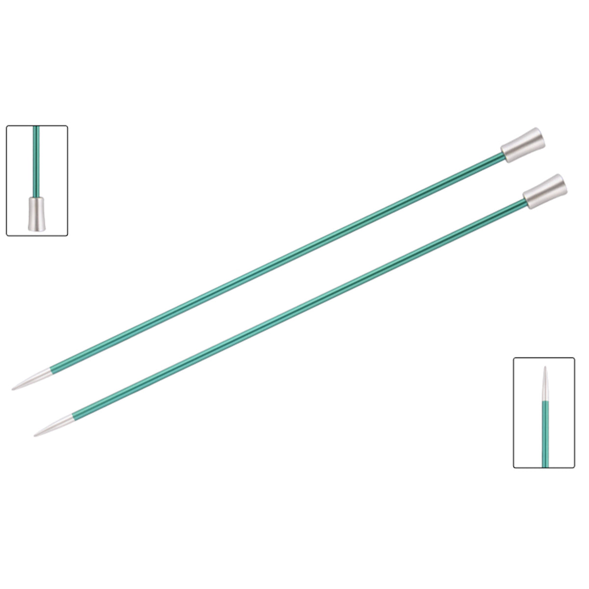 KnitPro Zing Single Pointed Needles - US 3 (3.25mm) - 14" Emerald - Zoom Image

