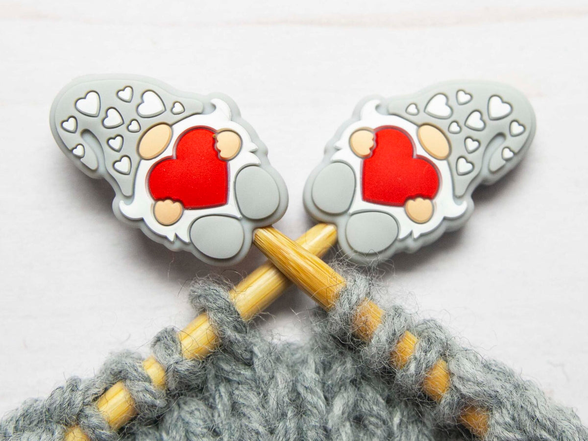 Fox & Pine Stitches Stitch Stoppers/Point Protector - Grey Gnome with Hearts
