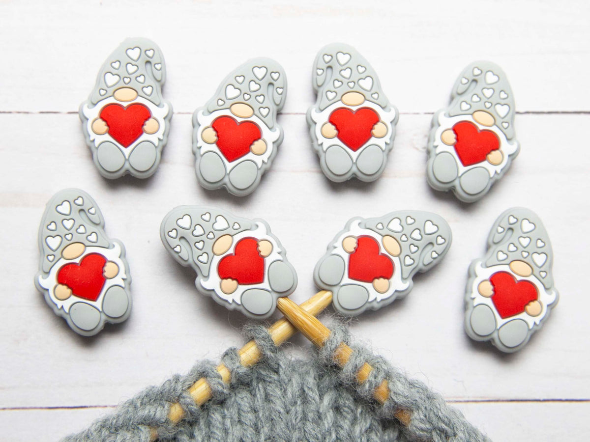 Fox & Pine Stitches Stitch Stoppers/Point Protector - Grey Gnome with Hearts
