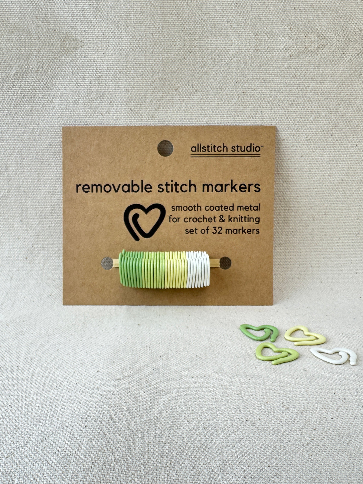 Allstitch Studio Removeable Stitch Markers - Green Hearts
