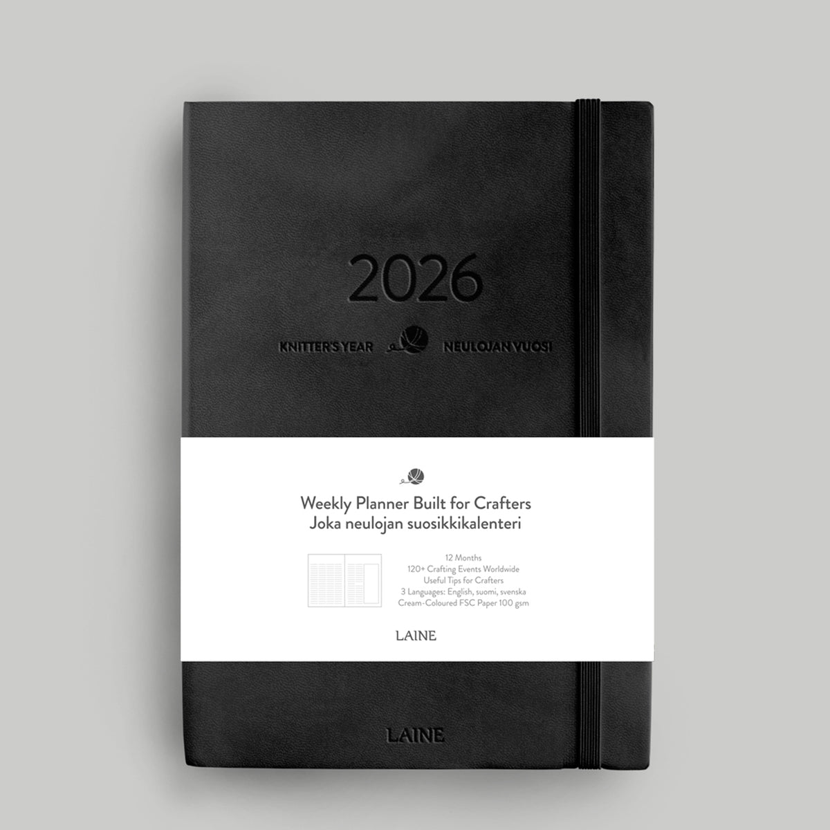Laine Magazine Laine Yearly Planners - Knitter's Year 2026 Calendar - Black
