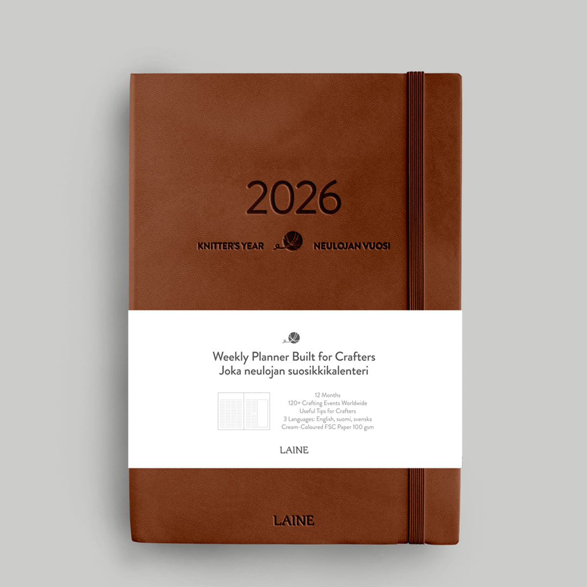 Laine Magazine Laine Yearly Planners - Knitter's Year 2026 Calendar - Brown
