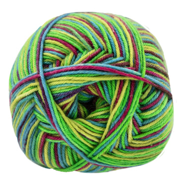 Lana Grossa Meilenweit 100 Merino Extrafine Cosy Yarn - 6162 Wine/Yellow Green/Petrol Blue