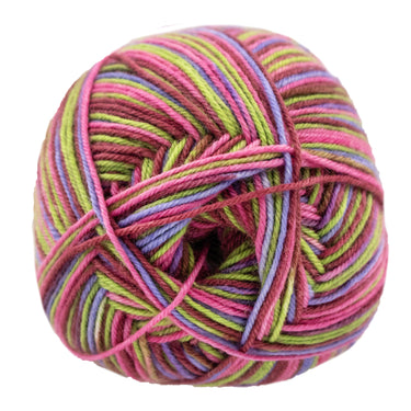 Lana Grossa Meilenweit 100 Merino Extrafine Cosy Yarn - 6166 Pink/Burgundy/Spring Green/Violet Blue