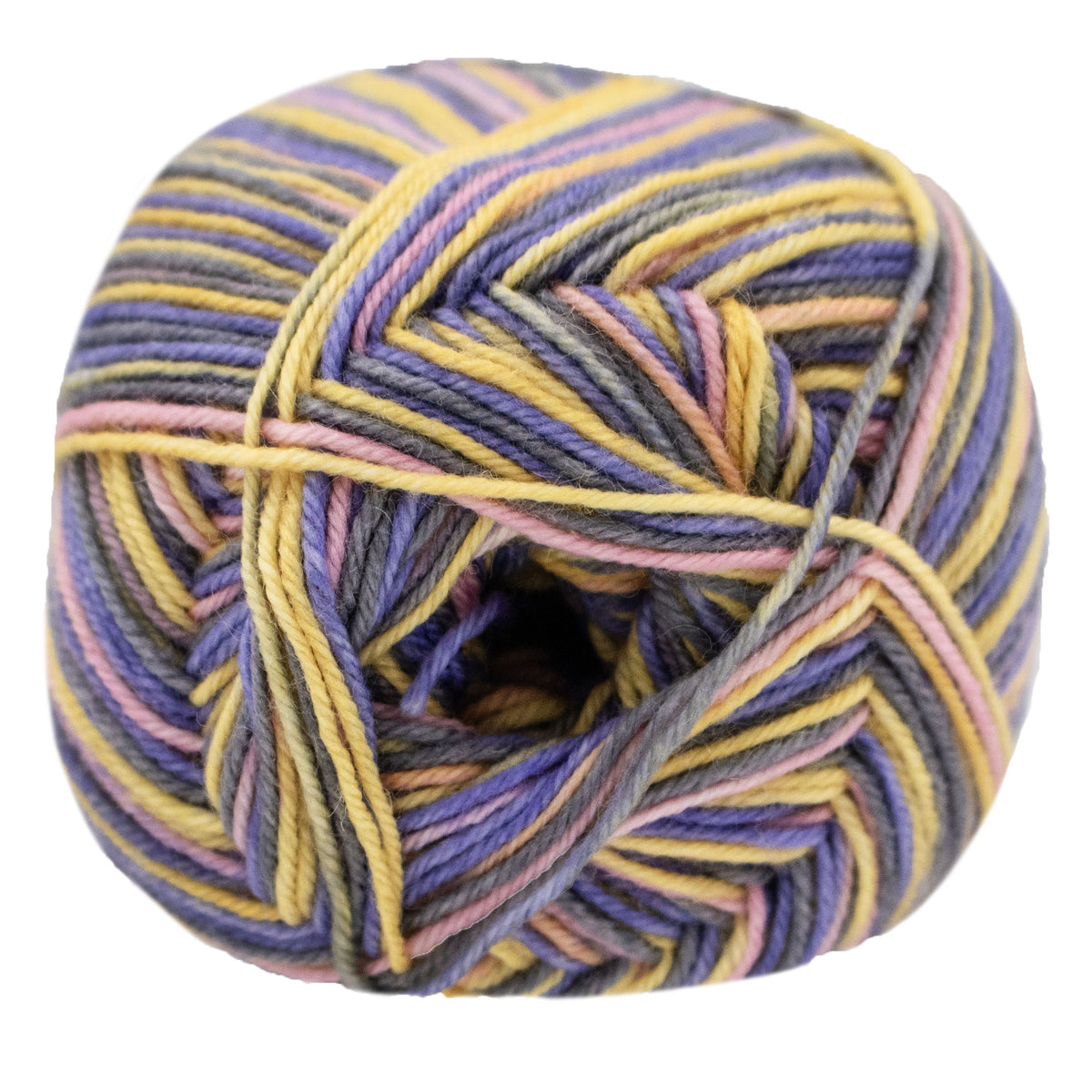 Lana Grossa Meilenweit 100 Merino Extrafine Cosy Yarn - 6167 Yellow/Peach/Graphite/Violet Blue
