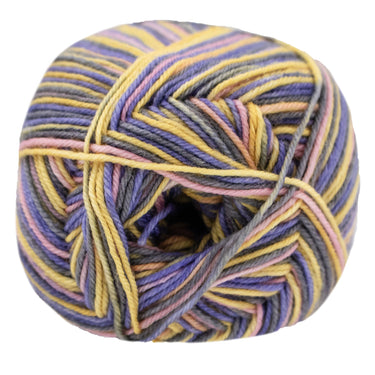 Lana Grossa Meilenweit 100 Merino Extrafine Cosy Yarn - 6167 Yellow/Peach/Graphite/Violet Blue