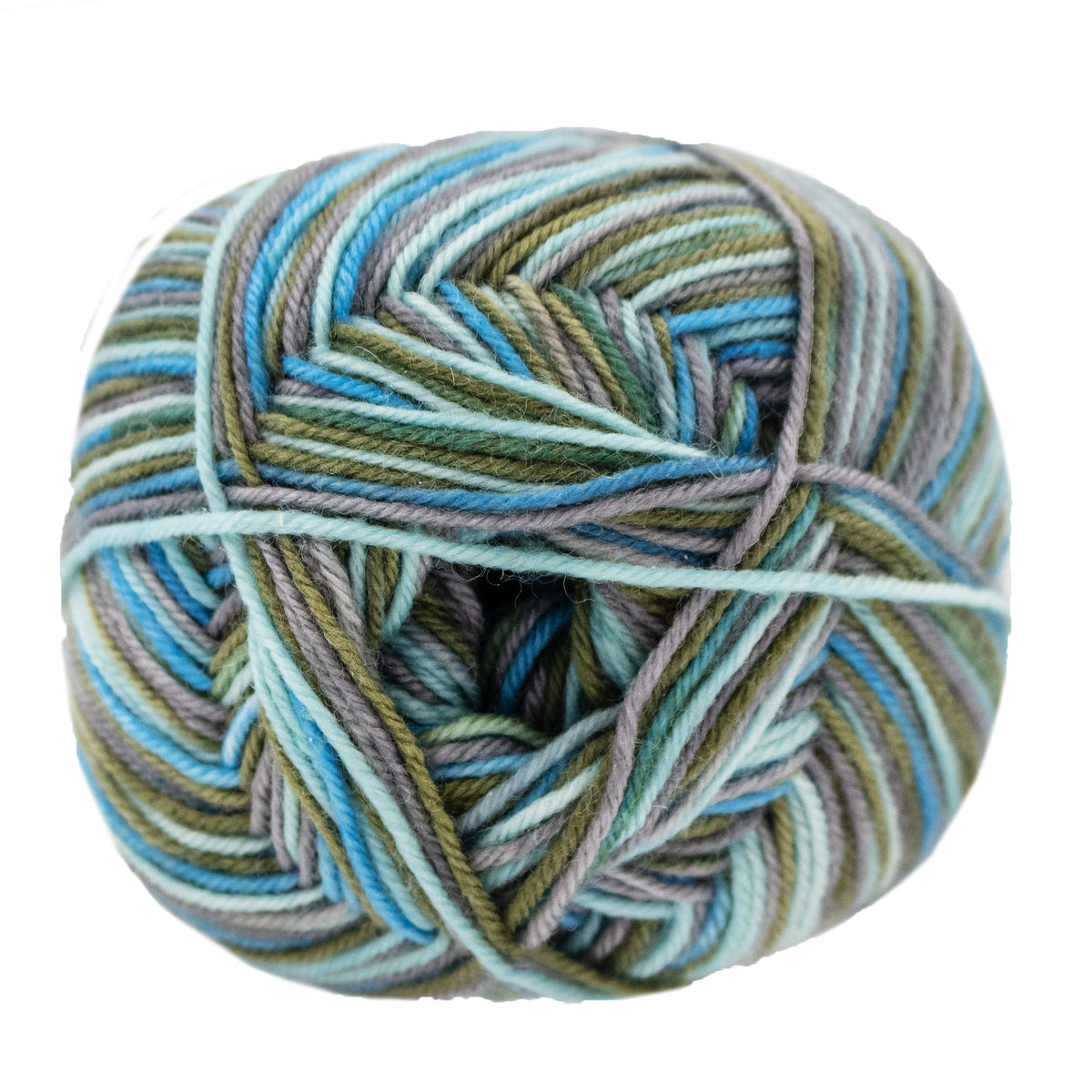 Lana Grossa Meilenweit 100 Merino Extrafine Cosy Yarn - 6168 Mint/Turquoise/Grey Brown/Moss Green
