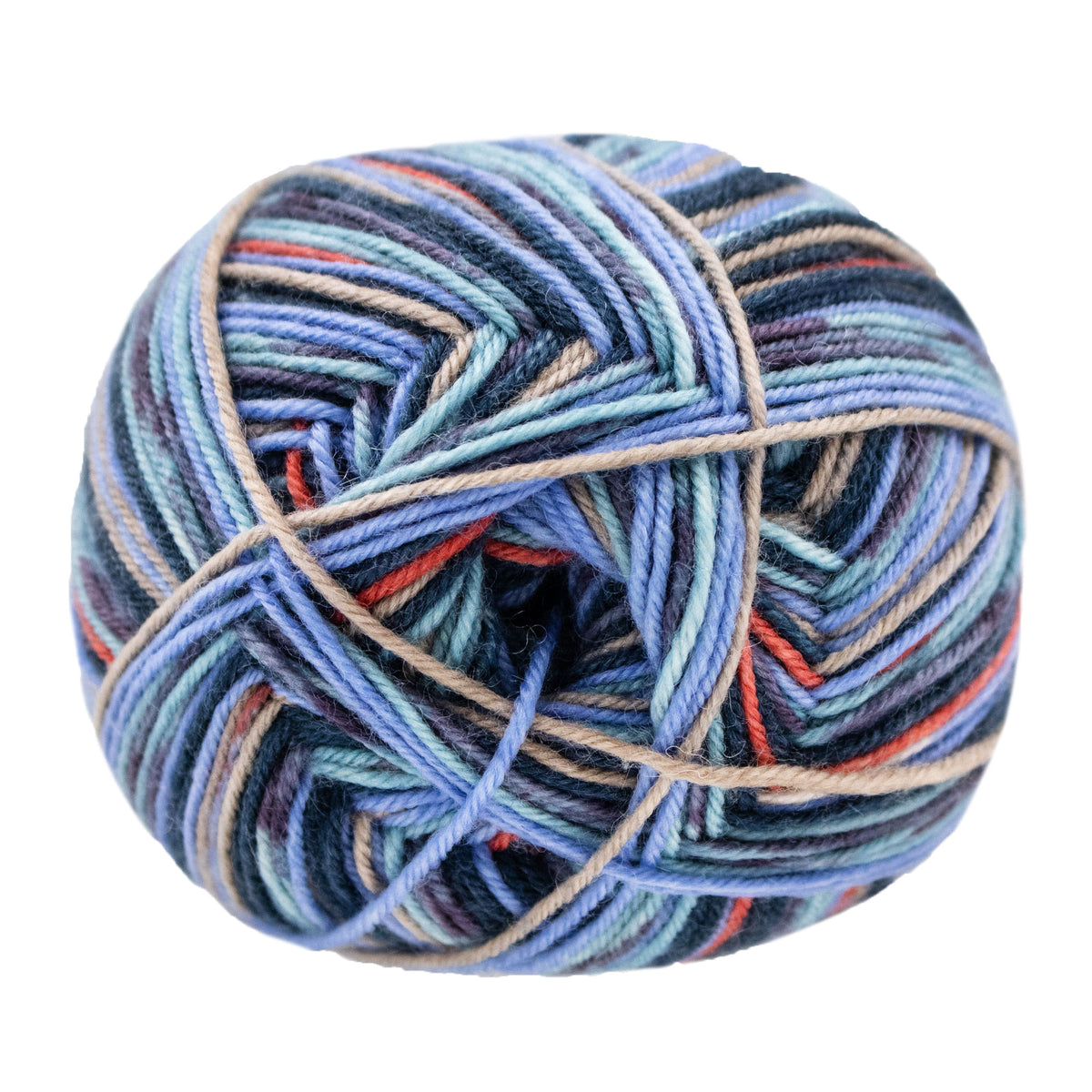 Lana Grossa Meilenweit 100 Merino Extrafine Soft Yarn - 4461 Dark Petrol/Sky Blue/Terracotta/Taupe/Sea Green
