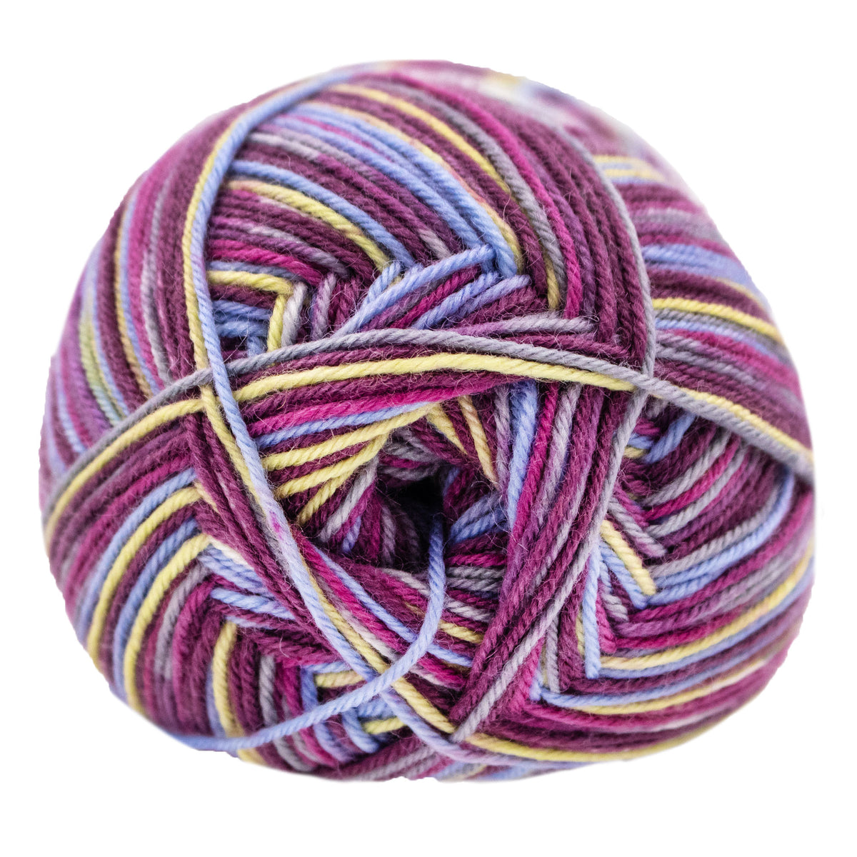 Lana Grossa Meilenweit 100 Merino Extrafine Soft Yarn - 4462 Wine/Mustard/Mouse Grey/Light Blue/Orchid
