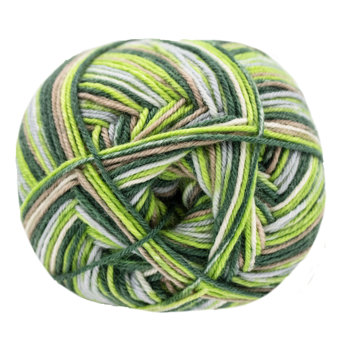 Lana Grossa Meilenweit 100 Merino Extrafine Soft Yarn - 4466 Bottle/Lime/Taupe/Natural/Light Grey
