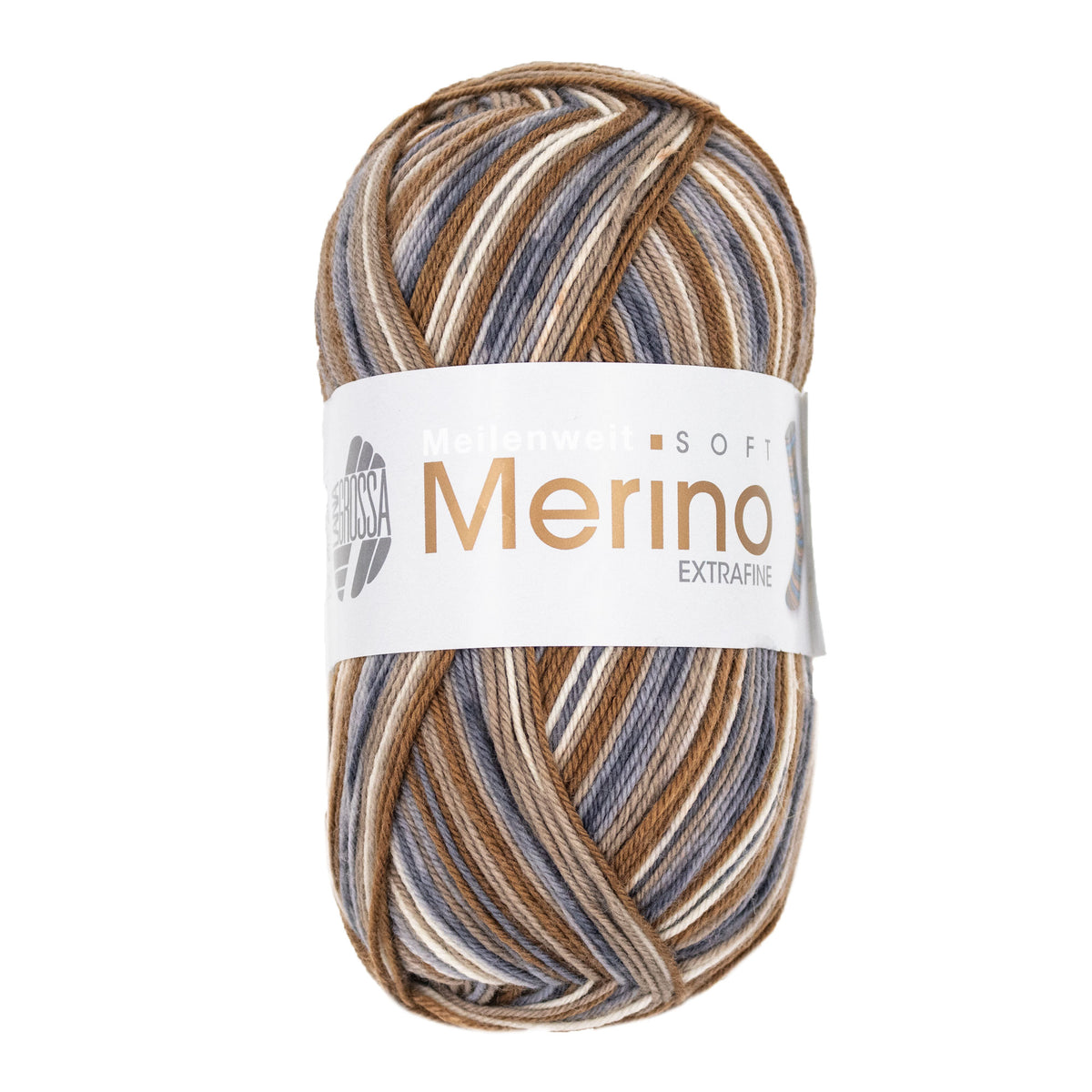 Lana Grossa Meilenweit 100 Merino Extrafine Soft Yarn - 4467 Graphite/Taupe/Dark Grey/Natural/Brown
