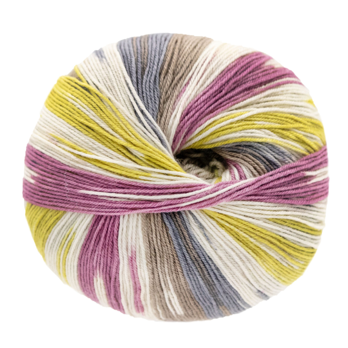 Lana Grossa Meilenweit 100 Seta Lampone Yarn - 3443 White/Mauve/g=Grey Beige/Dark Grey/Mustard
