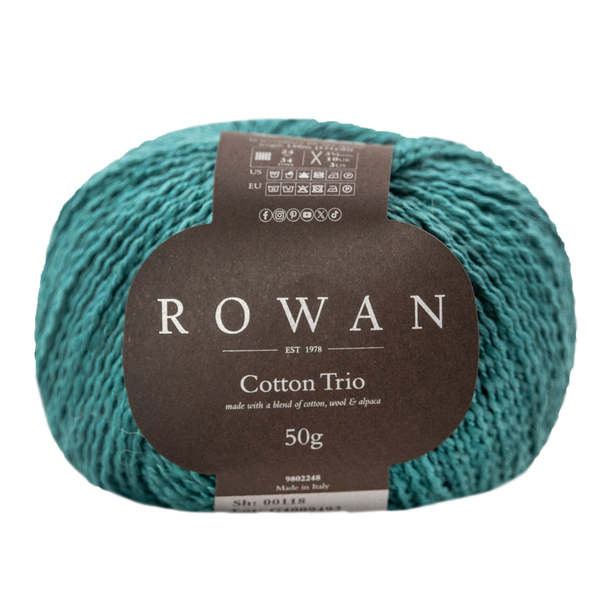 Rowan Cotton Trio Yarn - 118 Teal
