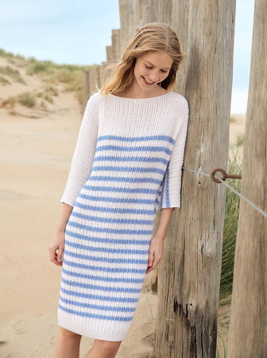 Lana Grossa Natural Knits 01 Patterns - 06 Striped Dress - PDF Download
