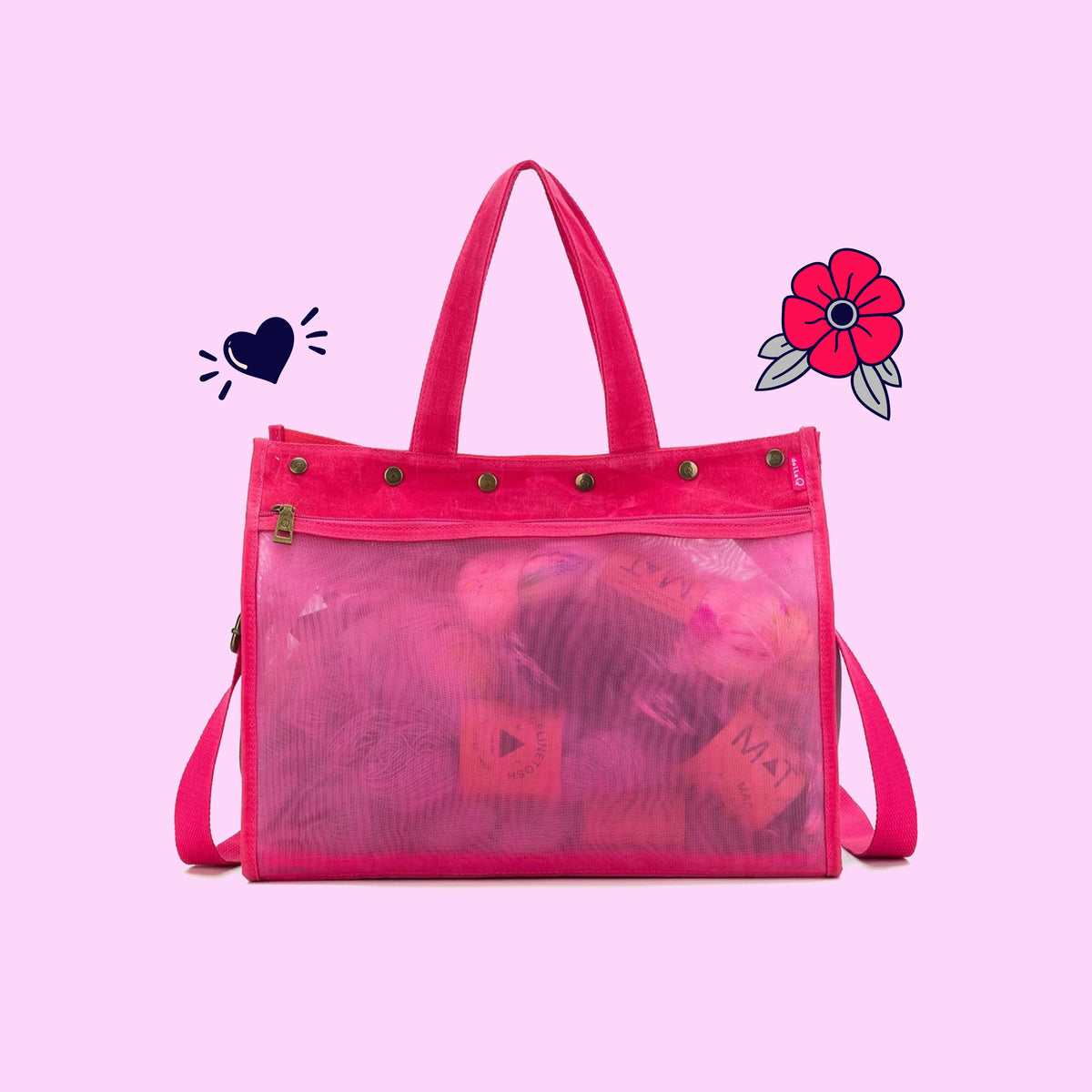 della Q Maker's Mesh Tote - TL Yarncrafts - Vivid Rose
