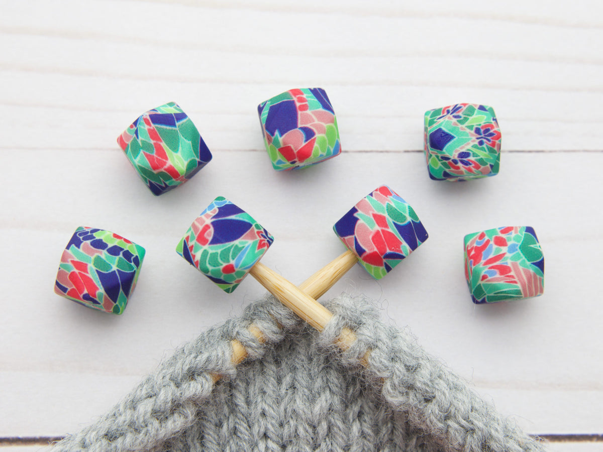 Fox & Pine Stitches Stitch Stoppers/  Point Protector - Blue Botanical Hexagon
